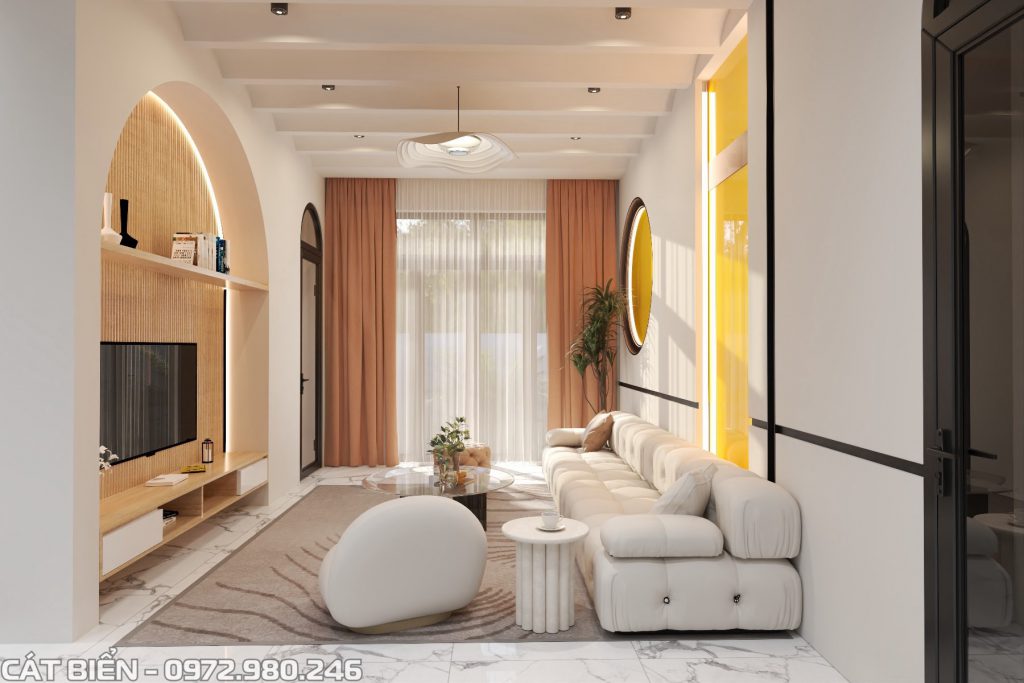 thiết kế sản xuất thi công nội thất phòng khách gỗ công nghiệp rạch giá kiên giang