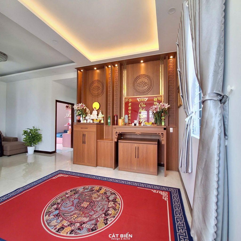 xưởng thiết kế sản xuất thi công lắp đặt vách trang trí phòng thờ, tủ thờ, bàn thờ Rạch Giá